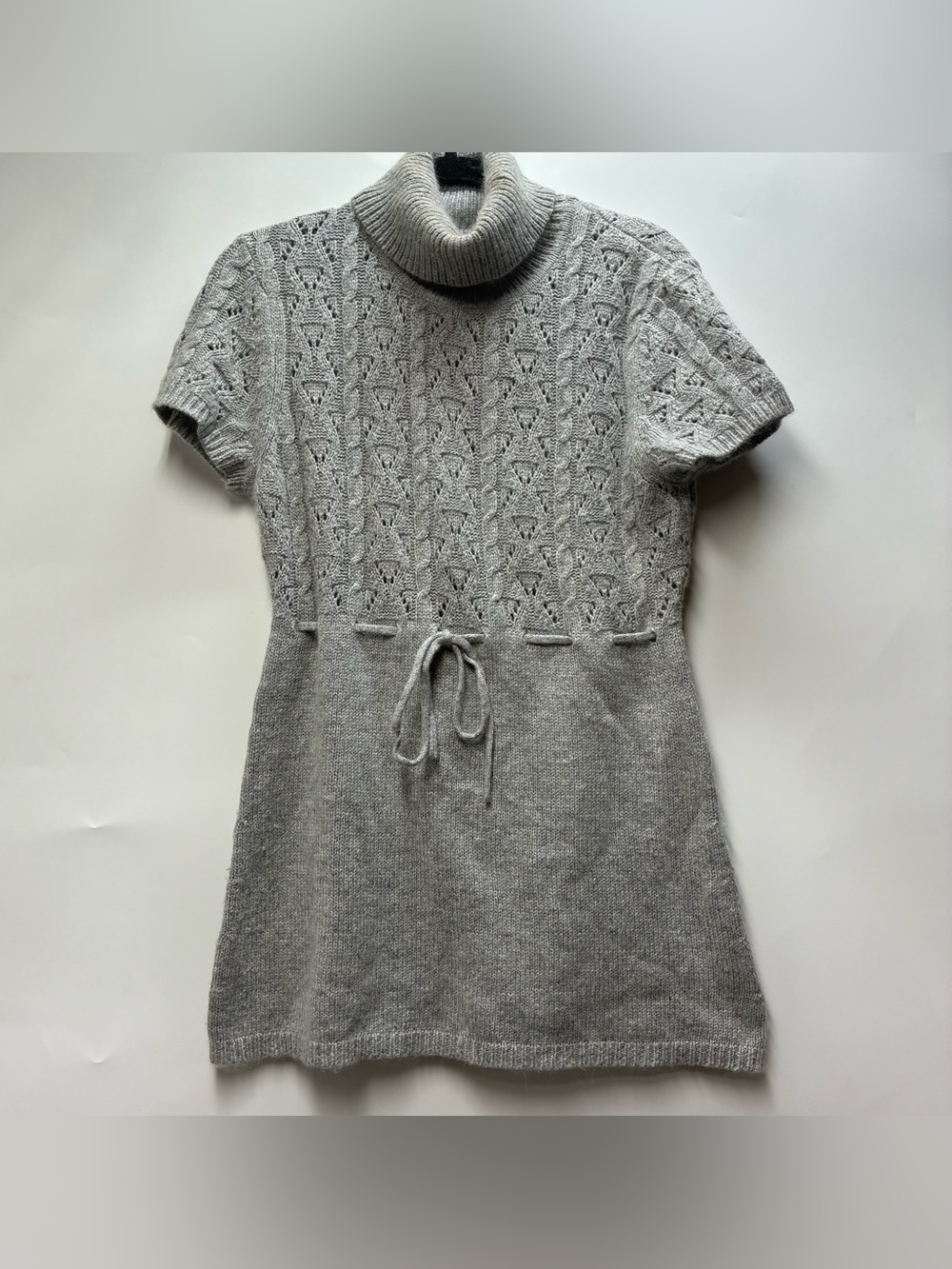 Michael Kors Medium Gray Knit Short Sleeve Turtleneck Sweater Top Shirt Angora
